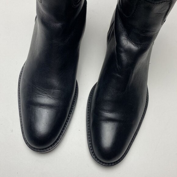ANDRE ASSOUS Black Leather Mid-Calf Boots Size 38